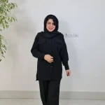 مانتو بلند مشکی3246