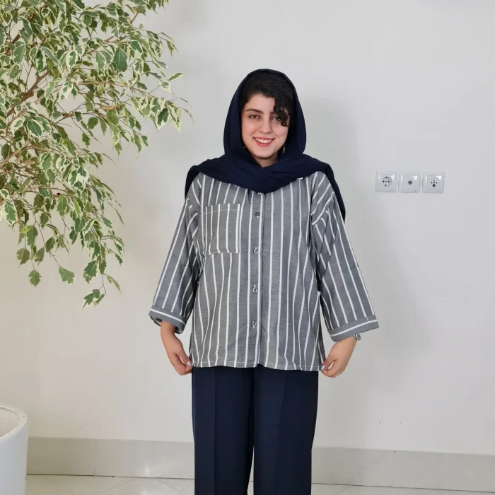 شومیز باکسی تک جیب3360 - تصویر 7